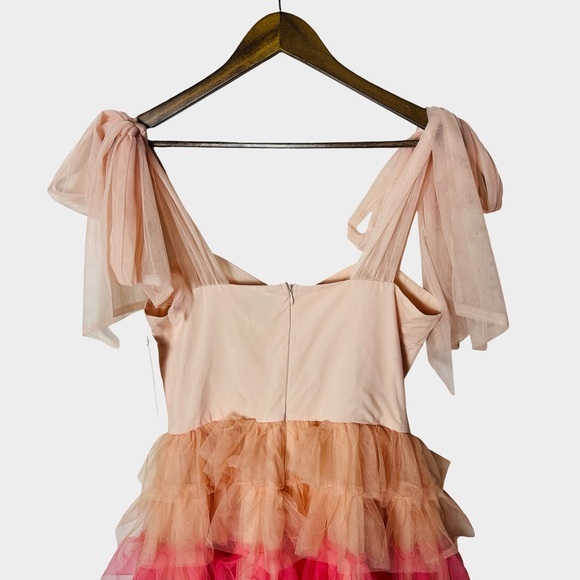 Aura Pink Ombre Tulle Ruffle Tiered Mini Dress Small Coquette Fairy - Picture 6 of 11